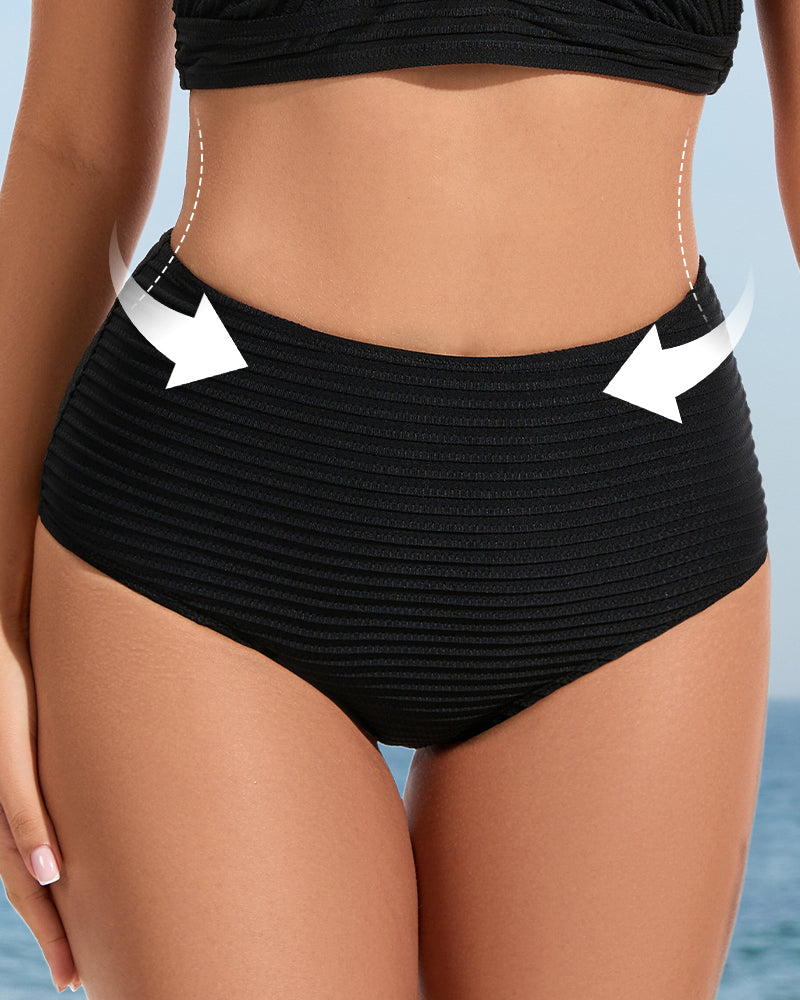 Nautibelle™ – Bikini Sculptant Texturé à Taille Haute