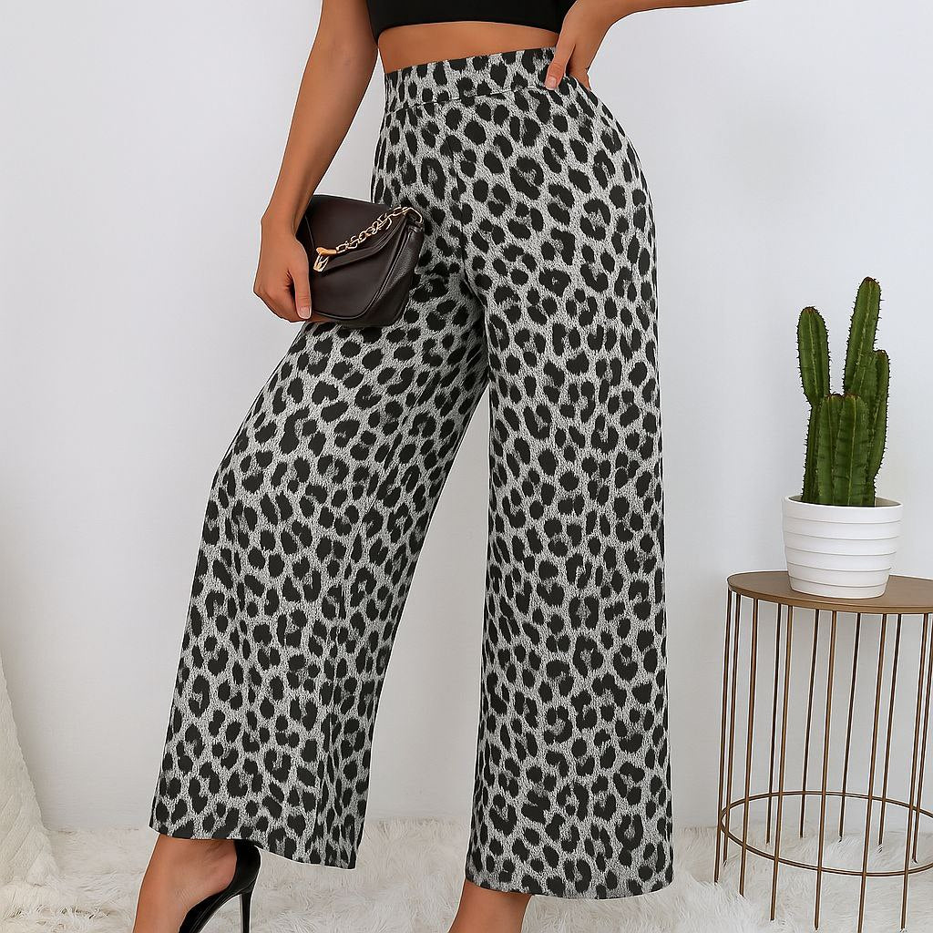 Pantalon Léopard Taille Haute à Poches – Élégance Décontractée et Confort