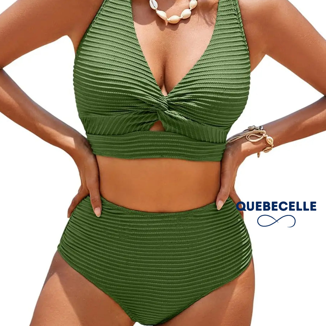 Nautibelle™ – Bikini Sculptant Texturé à Taille Haute