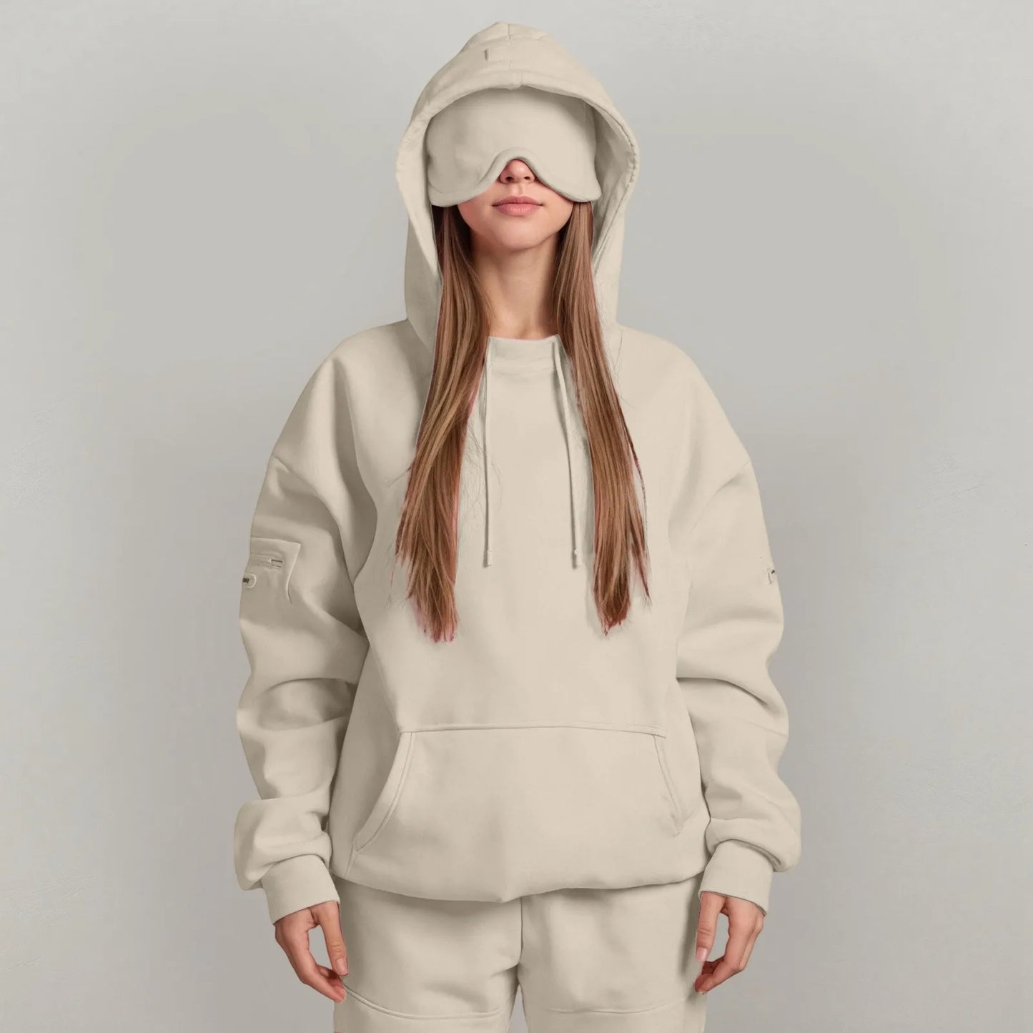 ZenVoyage™ – Sweat à capuche Chic avec masque pour les yeux de voyage
