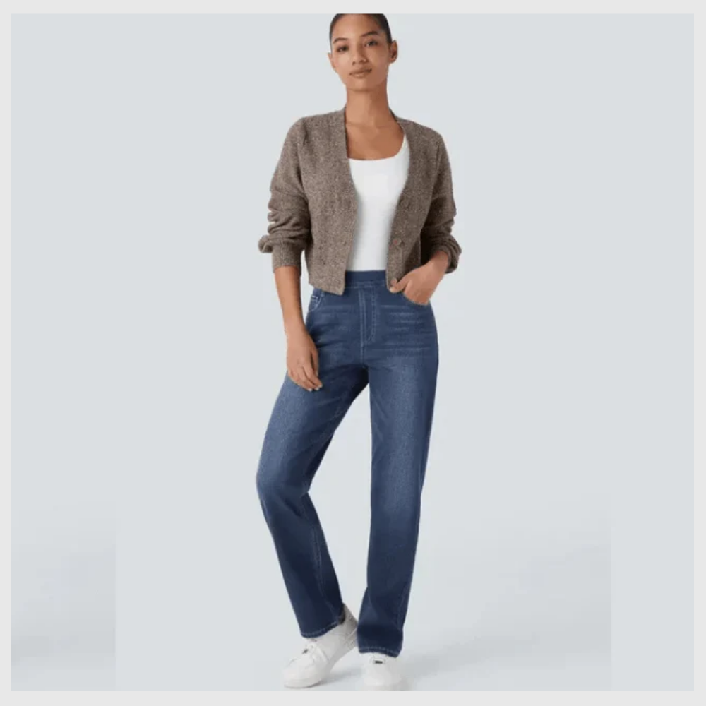 Pantalon élastique et confortable avec taille haute