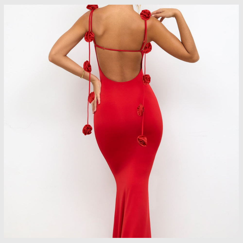 Clara™ - Robe fronde décorée de fleurs