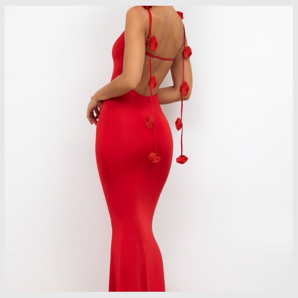 Clara™ - Robe fronde décorée de fleurs