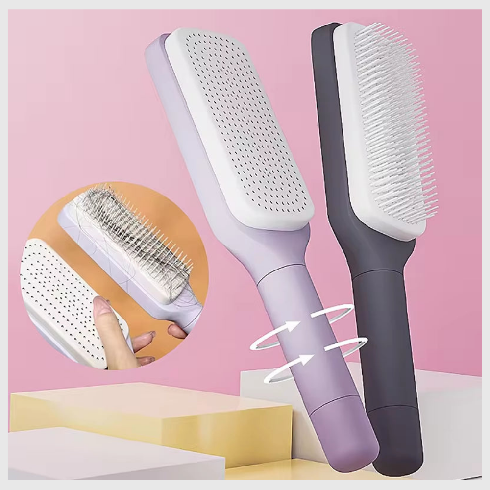 Brosse à cheveux autonettoyante