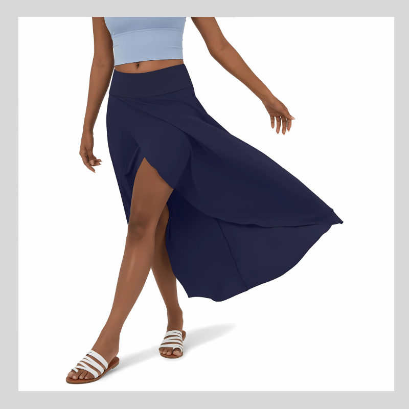 Jupe Mi-Longue Décontractée à Taille Haute et à Volants – Élégance 2-en-1