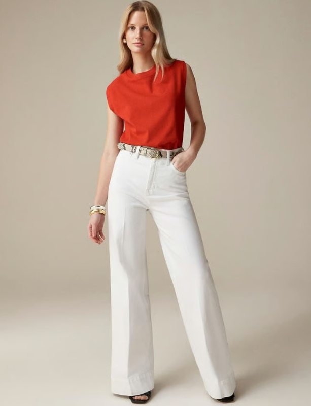 Pantalon en Denim Évasé Grande Taille