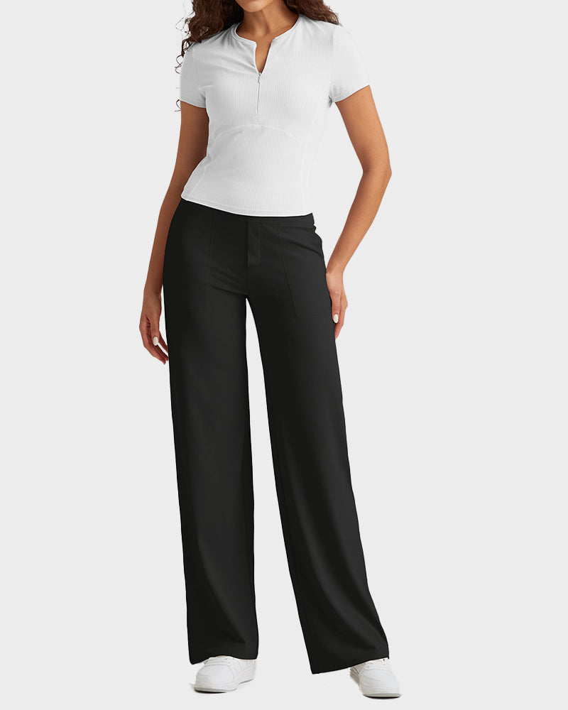 Élégancia™ – Pantalon Large Taille Haute Confort Chic