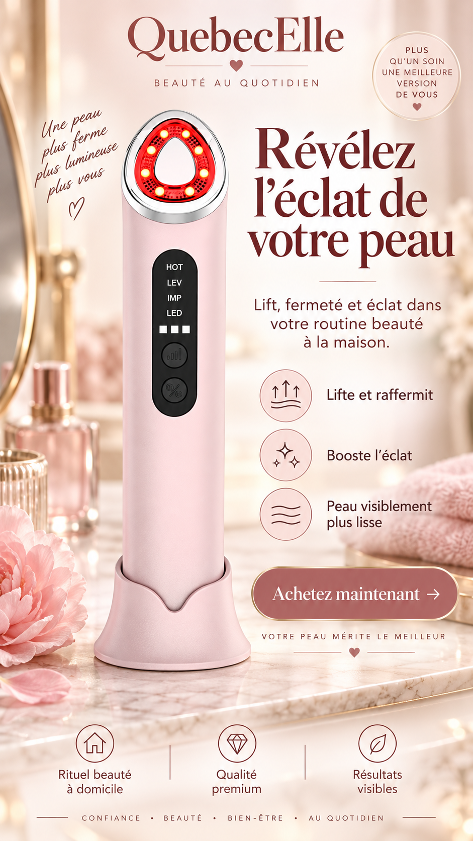 QuebecElle™ LumiGlow Pro — Votre rituel éclat à la maison