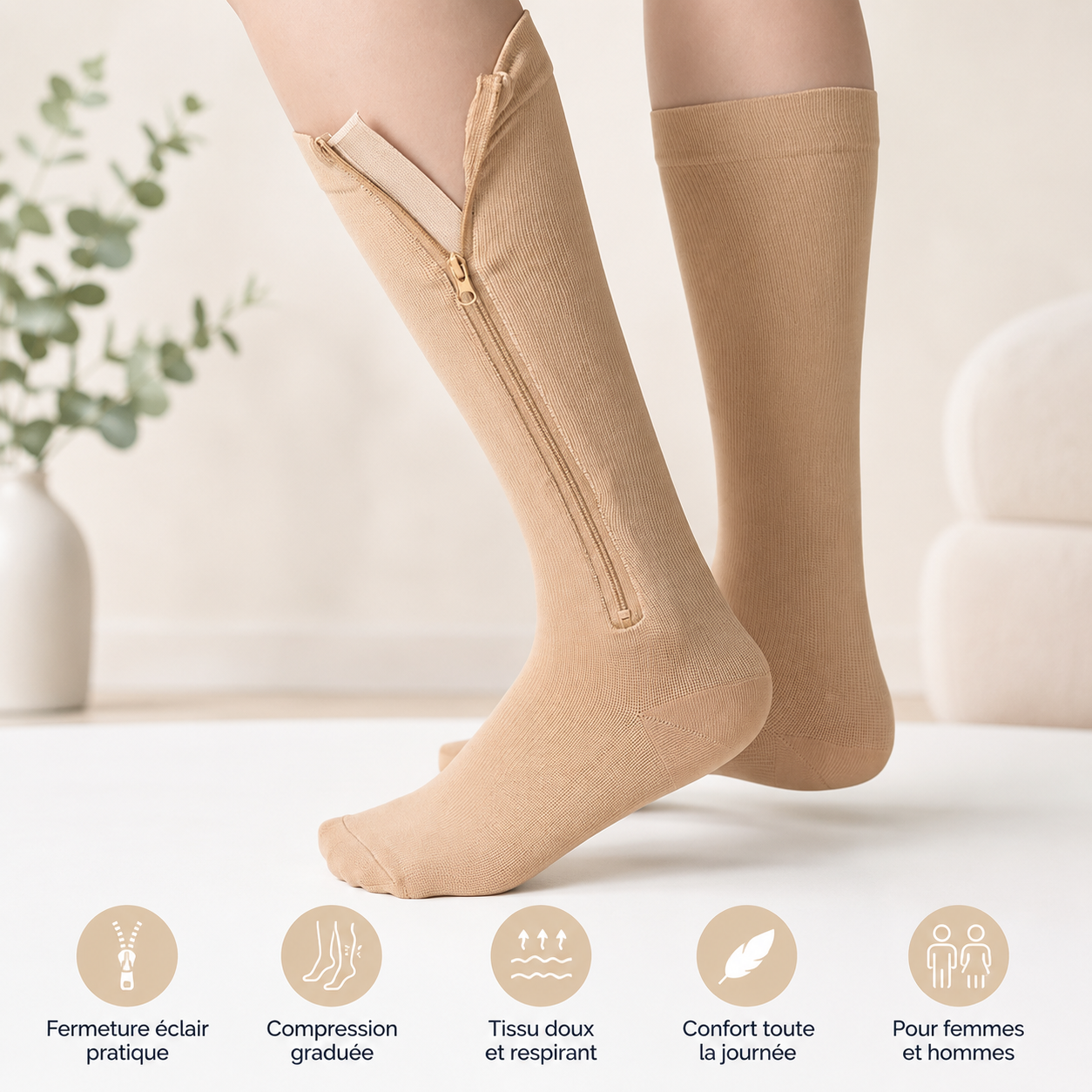 Bas de Compression Zippés ZipConfort™