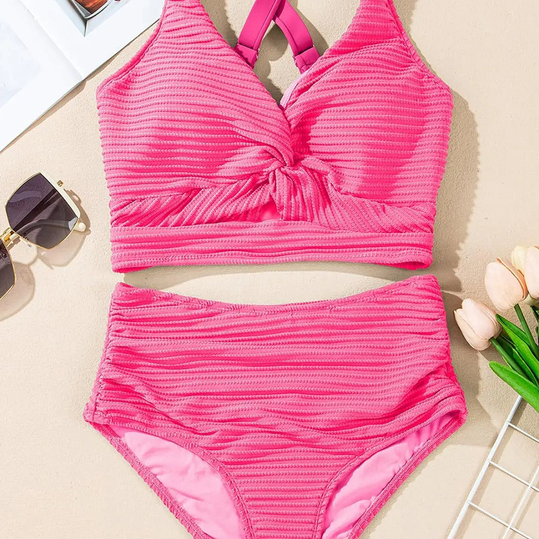 Nautibelle™ – Bikini Sculptant Texturé à Taille Haute