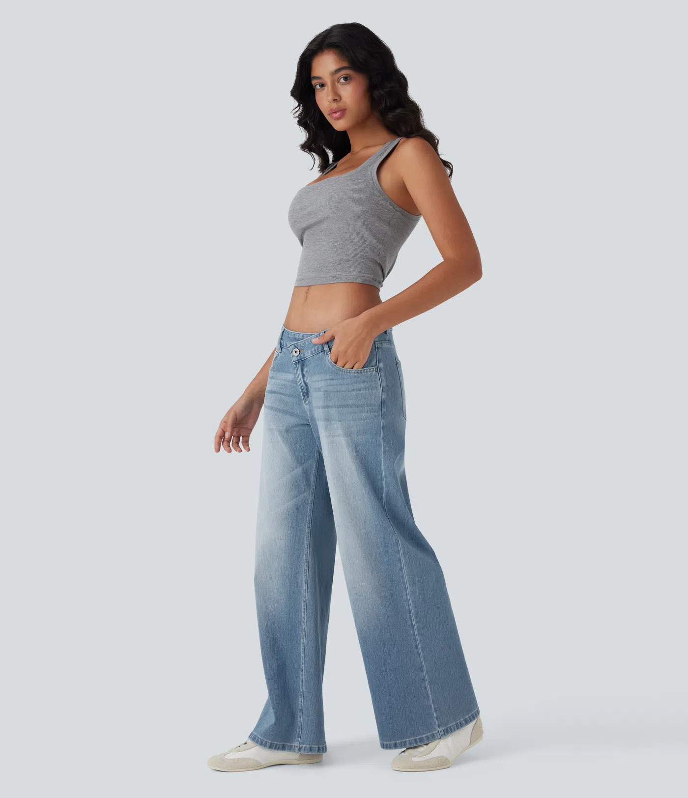 Jeans baggy décontractés et confortables avec coupe large tendance