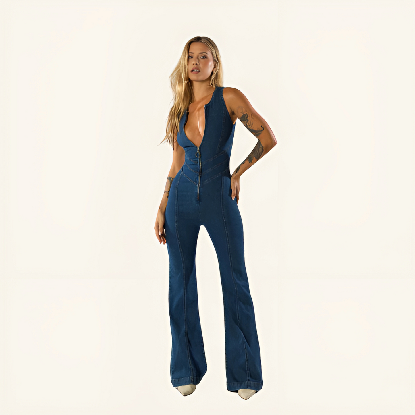 COMBINAISON EN JEAN CAPRI ÉLASTIQUE
