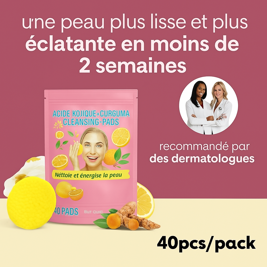 Pads Nettoyants Kojic & Curcuma – Éclat Naturel & Teint Unifié en 2 Semaines