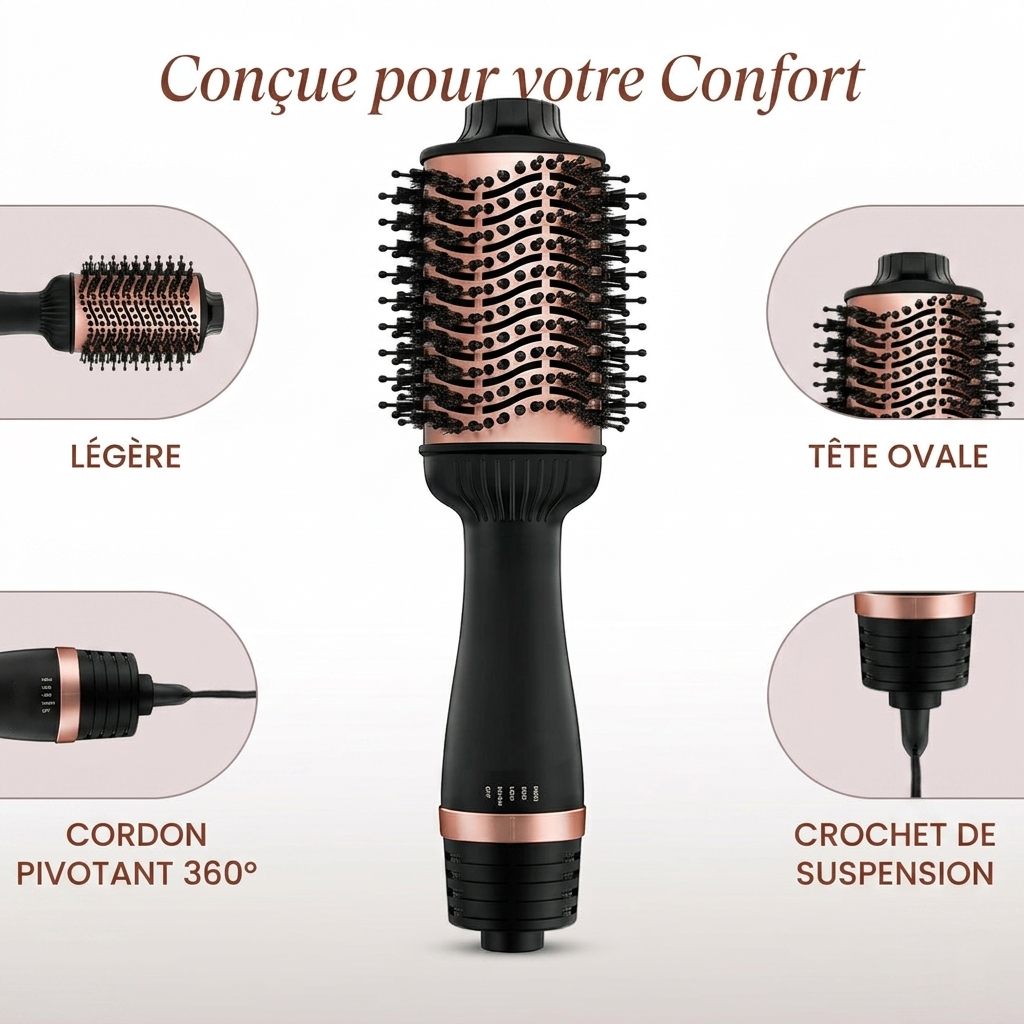 BelleBrise™ — Brosse Séchante Volumisante 3-en-1