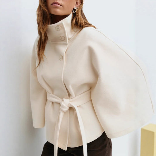Veloria™ – Cape Élégante pour Femme avec Ceinture et Col Haut