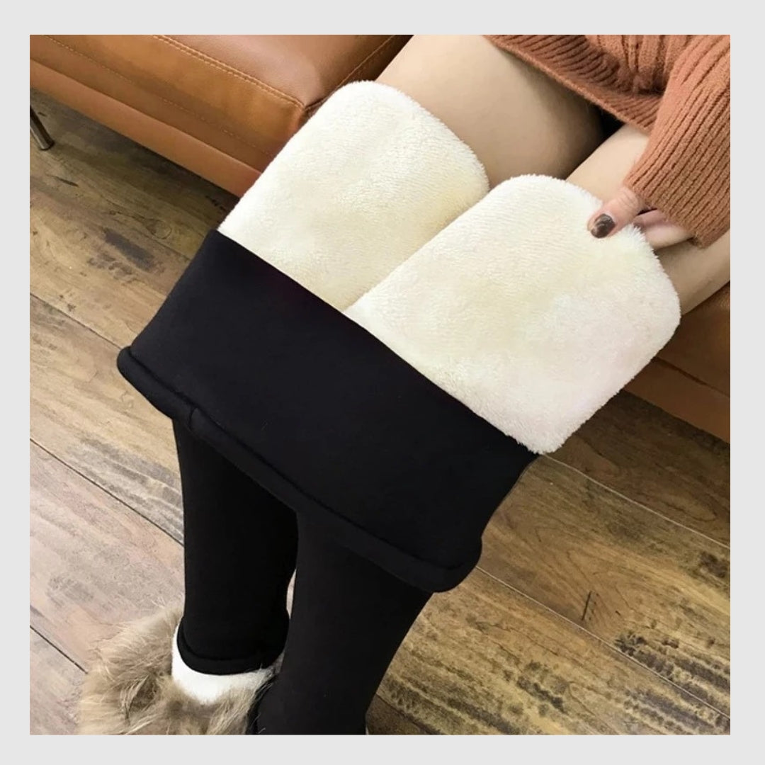 Leggings D'hiver Femme Doublés Fourrure - Taille Haute Effet Peau D'agneau, Contrôle Ventre