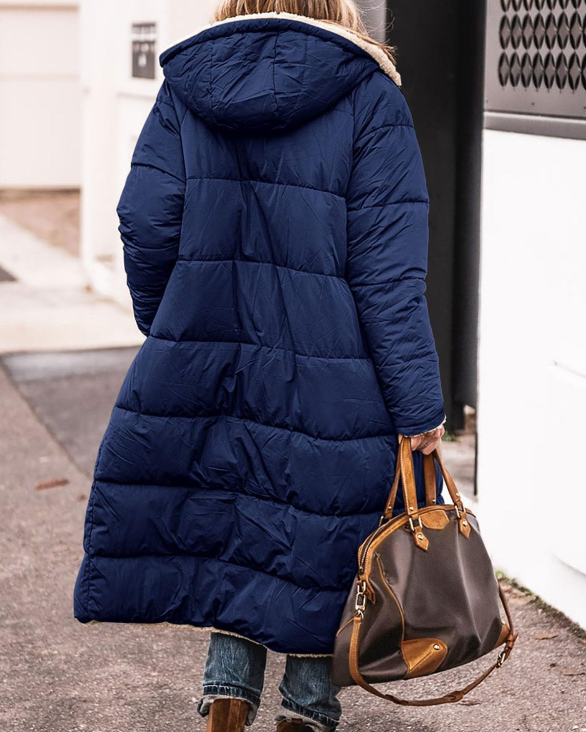 Manteau Long Réversible Sherpa a Capuche