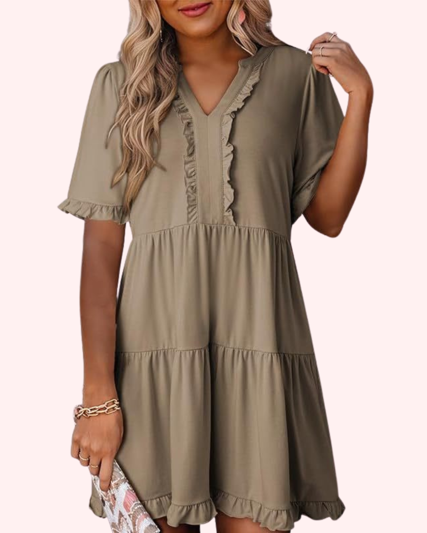 Robe Éloise™ — Robe fluide à volants col V