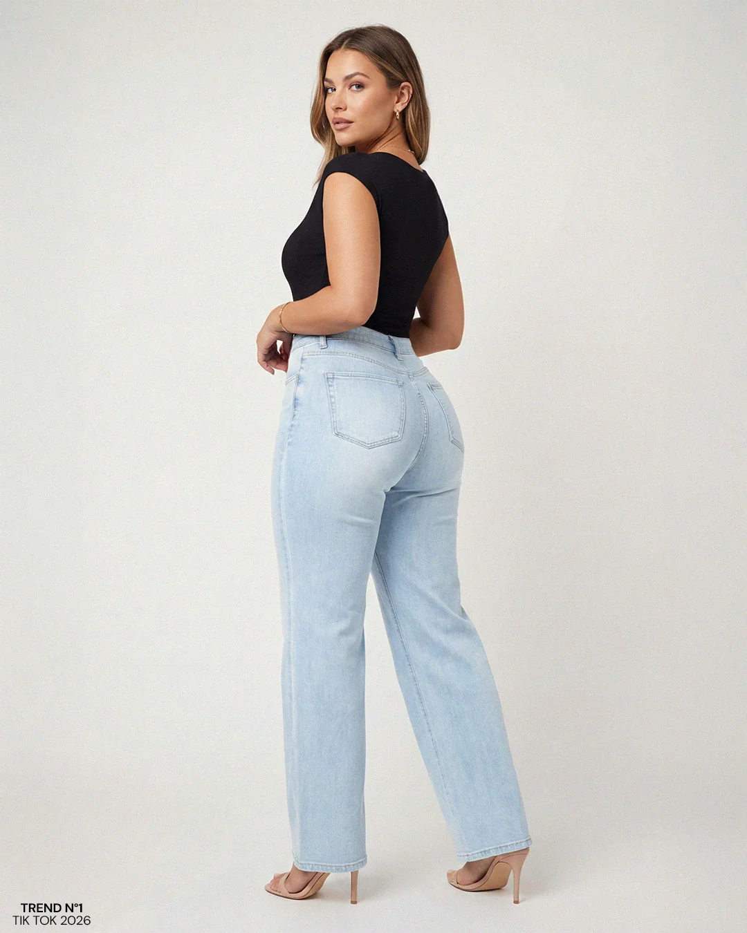 CourbeChic™ Jean Wide Leg Sculptant BBL — Taille Mi-Haute