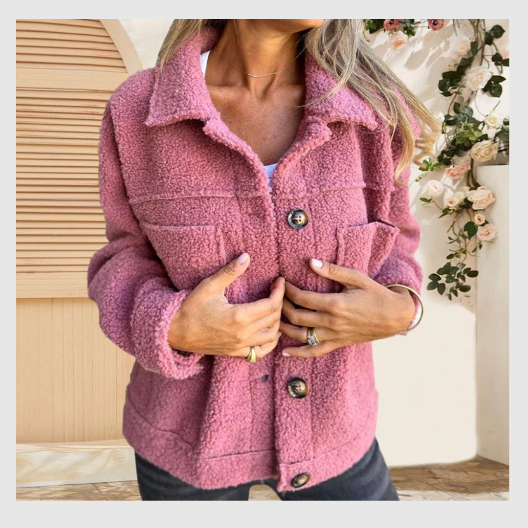 Veste Courte et Chaude avec Col à Revers pour Femmes