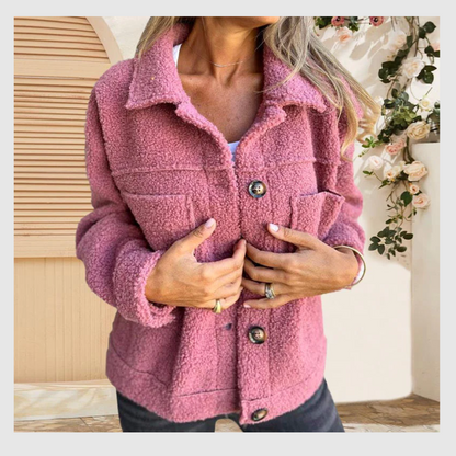 Veste Courte et Chaude avec Col à Revers pour Femmes