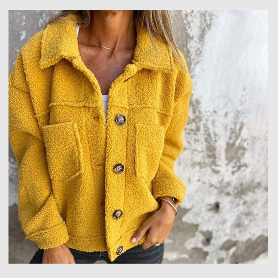 Veste Courte et Chaude avec Col à Revers pour Femmes