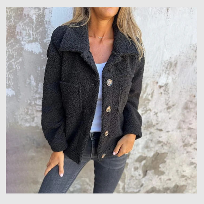 Veste Courte et Chaude avec Col à Revers pour Femmes