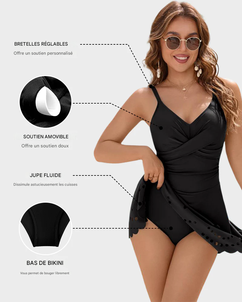 ROBI™-Robe de bain une-pièce gainante avec jupe intégrée