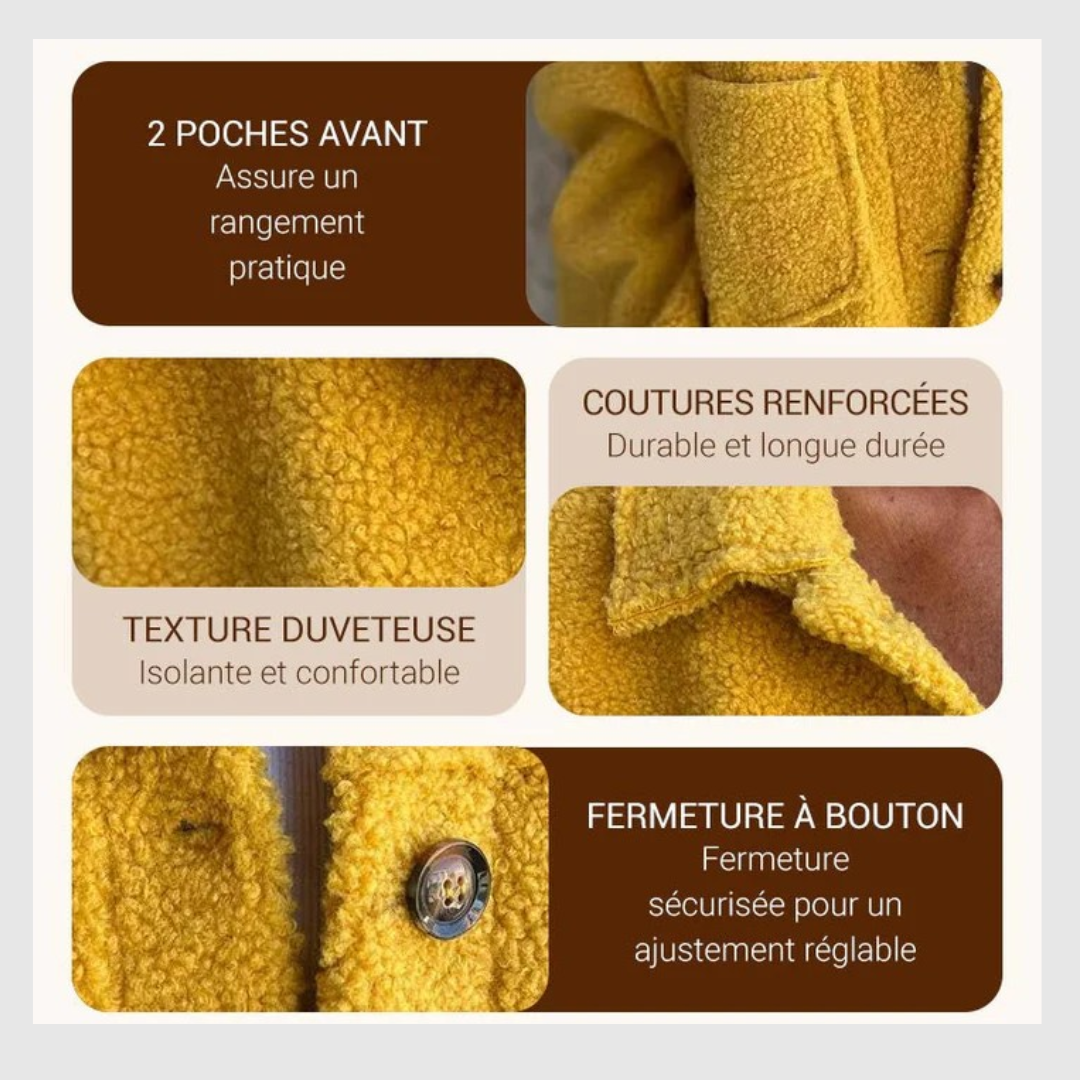Veste Courte et Chaude avec Col à Revers pour Femmes