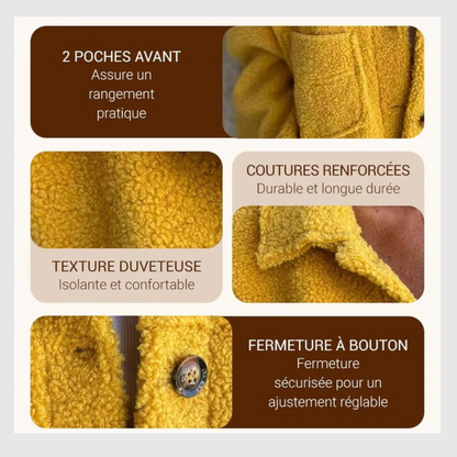 Veste Courte et Chaude avec Col à Revers pour Femmes