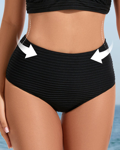 Nautibelle™ – Bikini Sculptant Texturé à Taille Haute