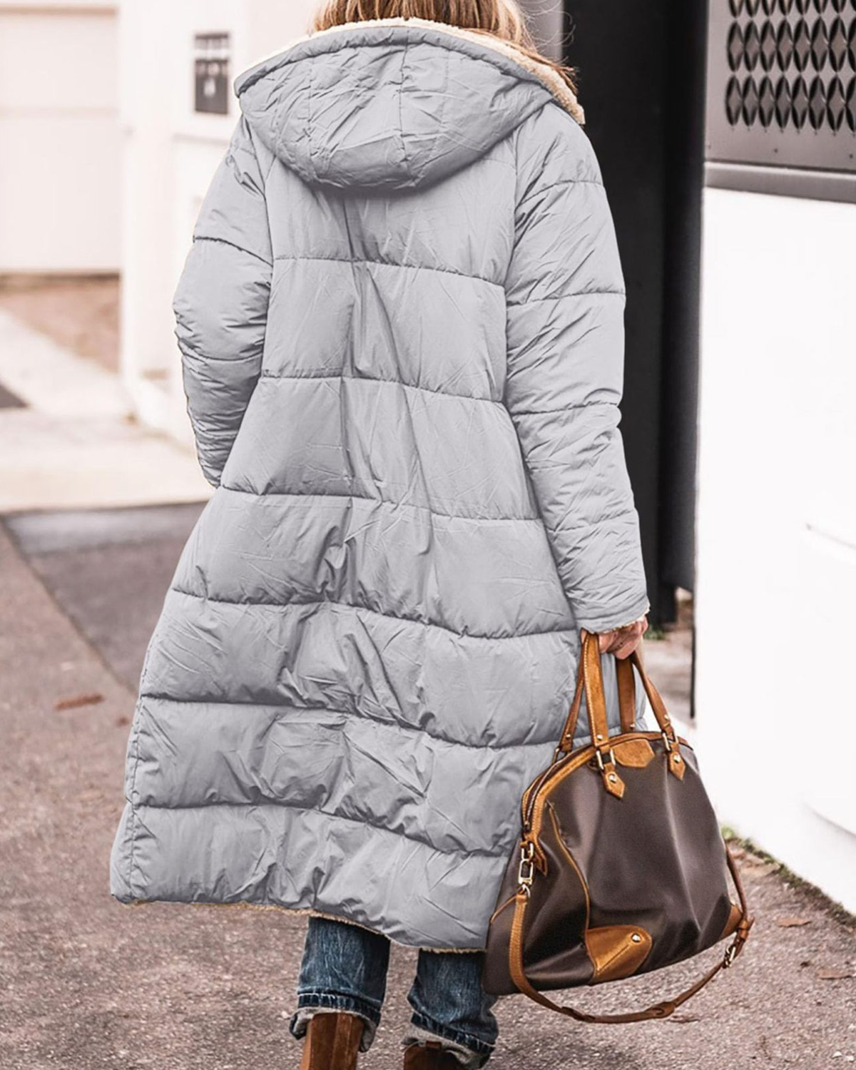 Manteau Long Réversible Sherpa a Capuche