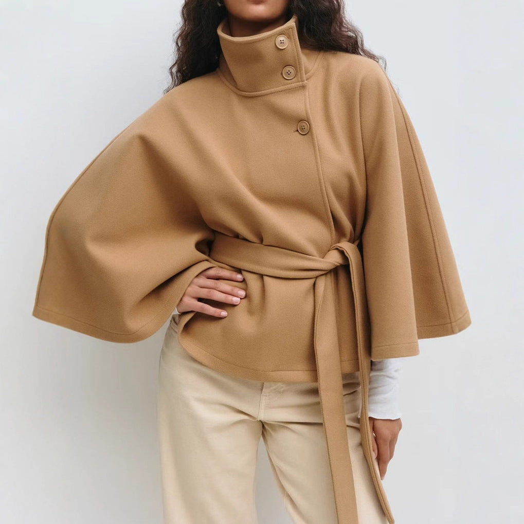 Veloria™ – Cape Élégante pour Femme avec Ceinture et Col Haut