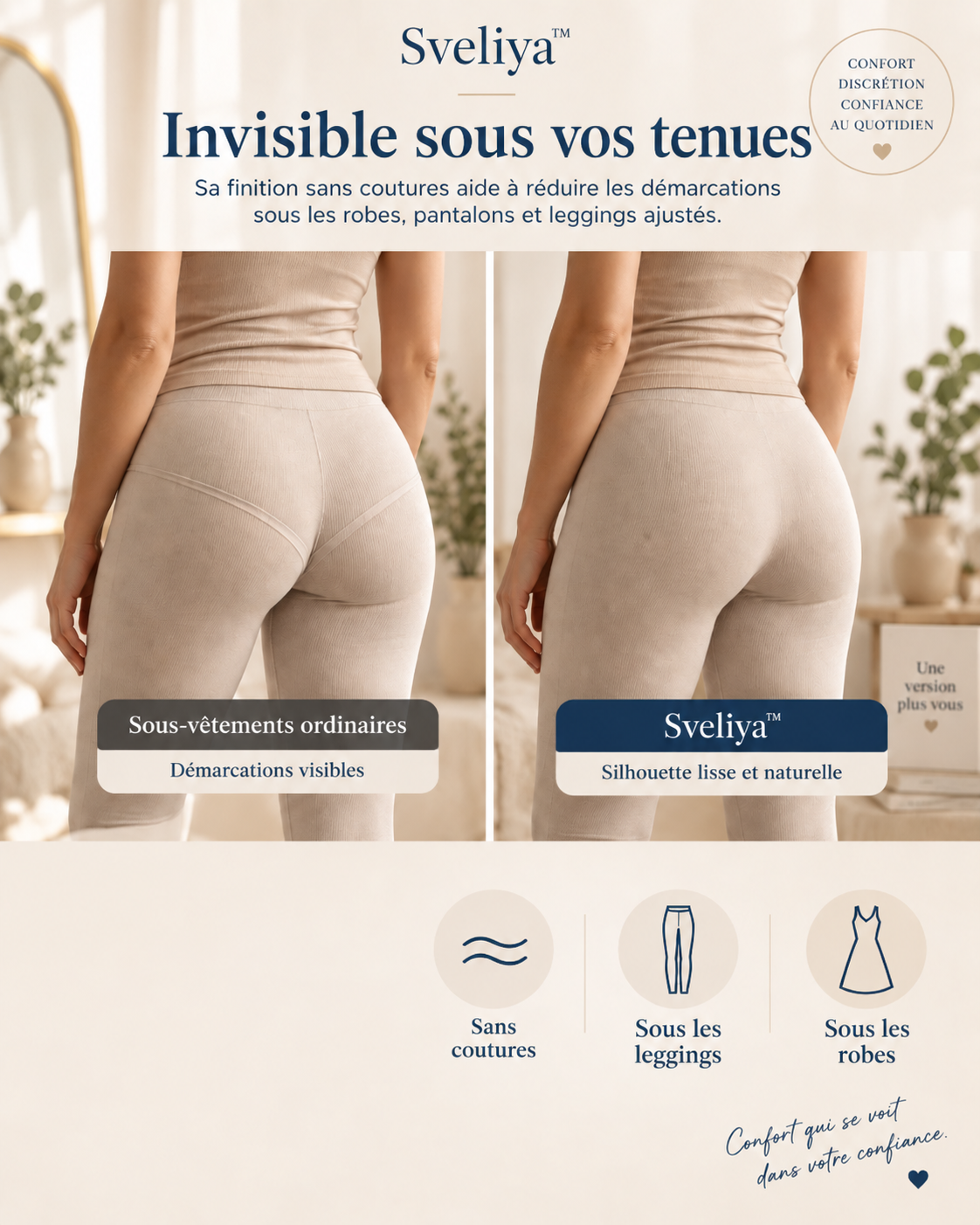 Sveliya™ — Culottes Gainantes Invisibles Taille Haute | Pack 3 ou 5