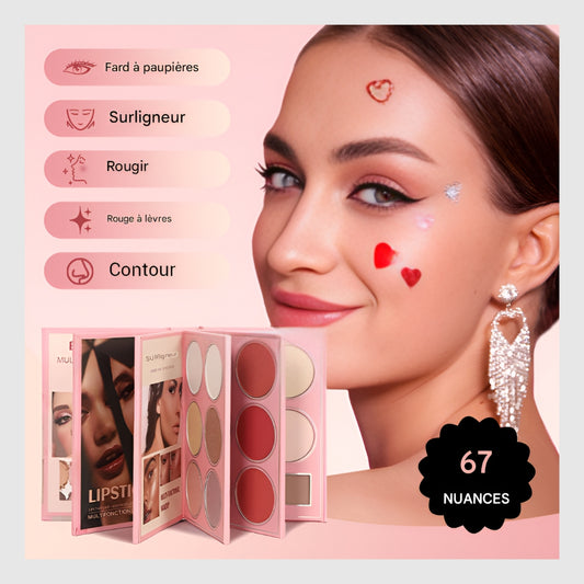 Livre de maquillage magique - Palette de maquillage multifonctionnelle de 67 couleurs