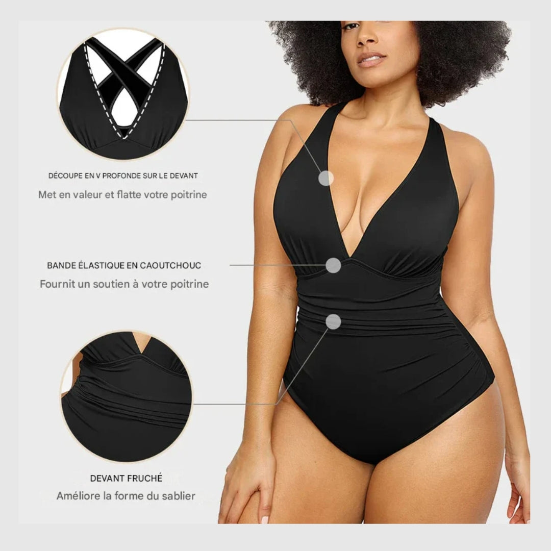 AquaSculpt™ -Maillot de Bain Plongeant – Sublimez Votre Silhouette