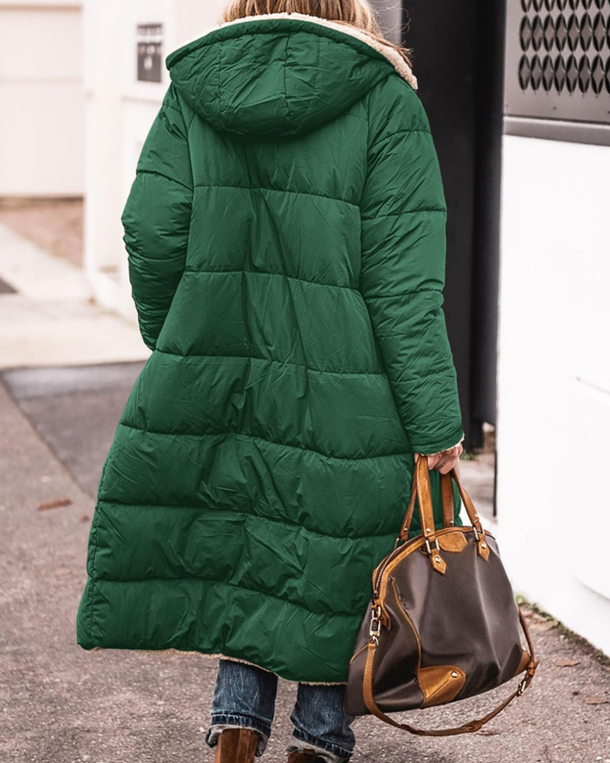 Manteau Long Réversible Sherpa a Capuche
