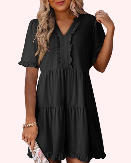 Robe Éloise™ — Robe fluide à volants col V
