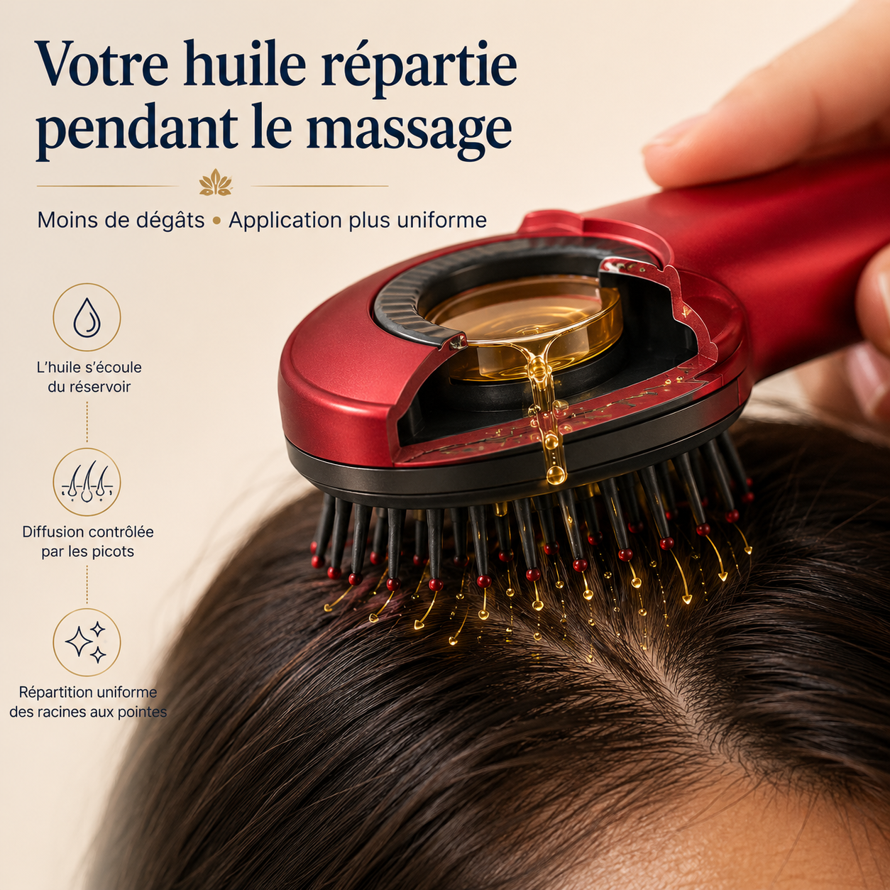 Racinéa™ — Brosse Massage Cuir Chevelu 3-en-1 avec Lumière Rouge & Diffuseur d’Huile