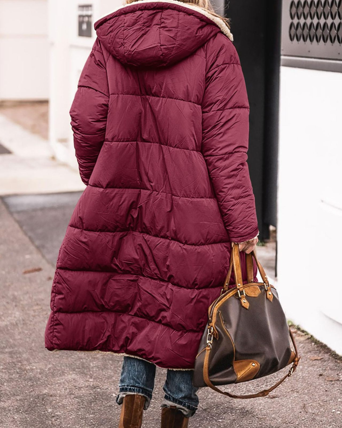 Manteau Long Réversible Sherpa a Capuche
