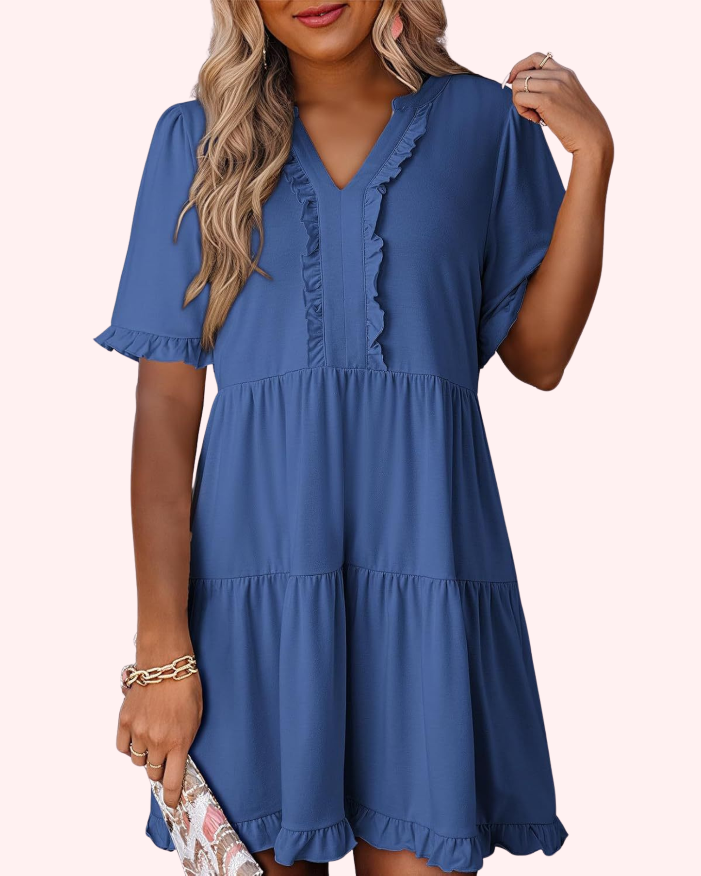 Robe Éloise™ — Robe fluide à volants col V