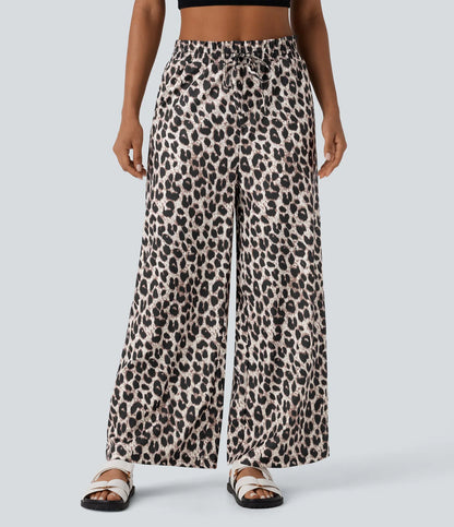 Pantalon Léopard Taille Haute à Poches – Élégance Décontractée et Confort
