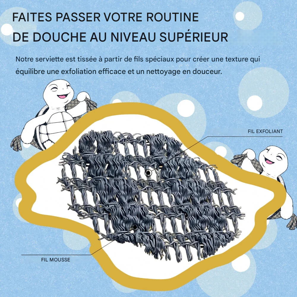 Serviette Exfoliante Longue Portée Antibactérienne