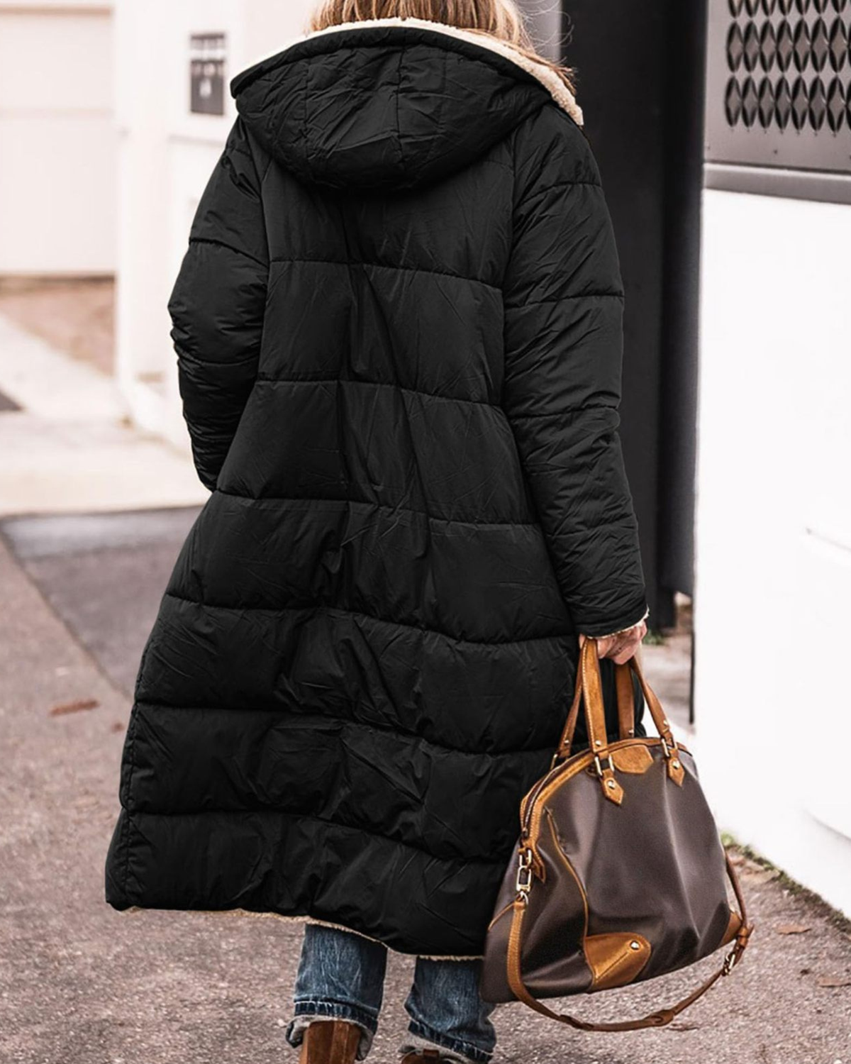 Manteau Long Réversible Sherpa a Capuche