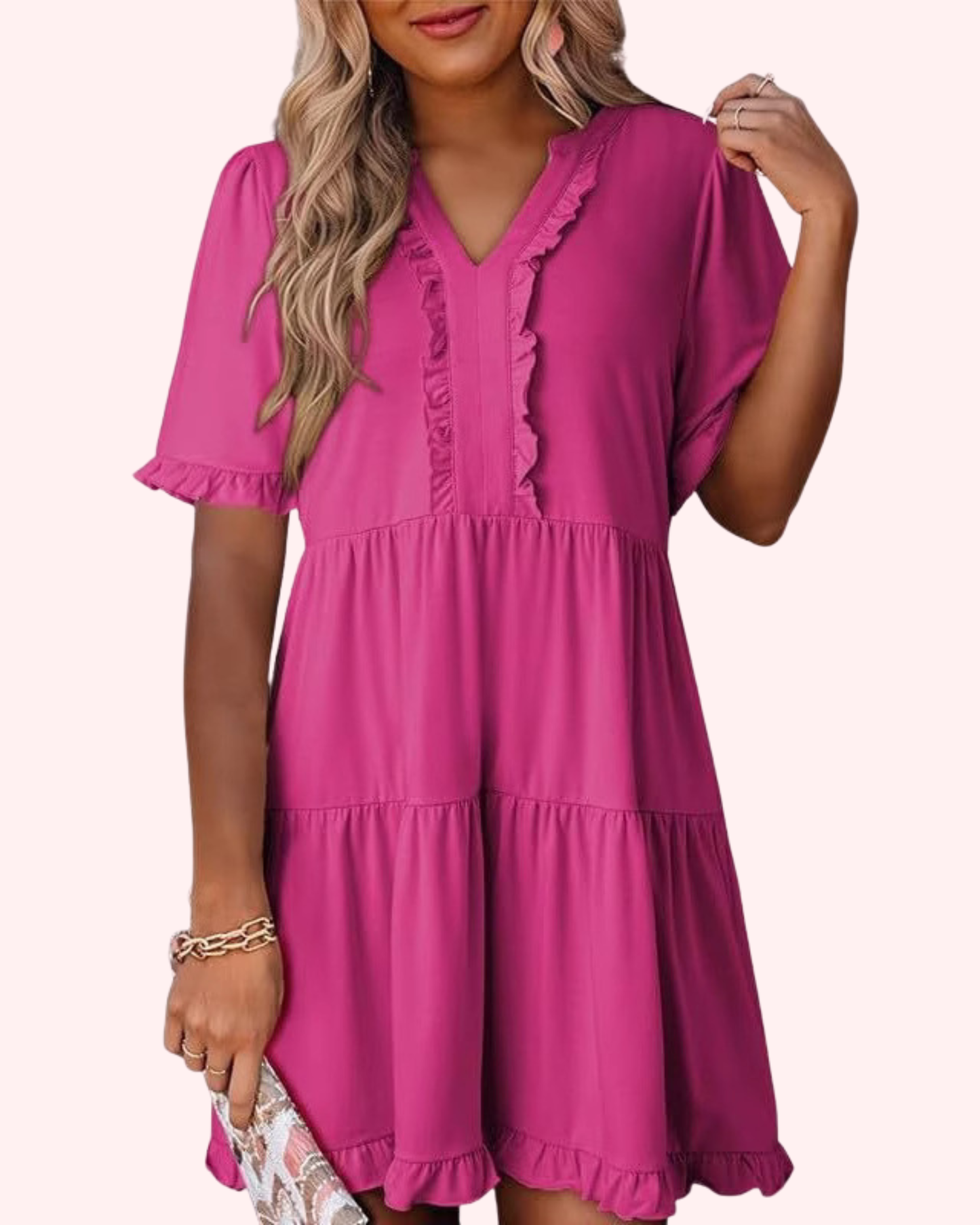 Robe Éloise™ — Robe fluide à volants col V
