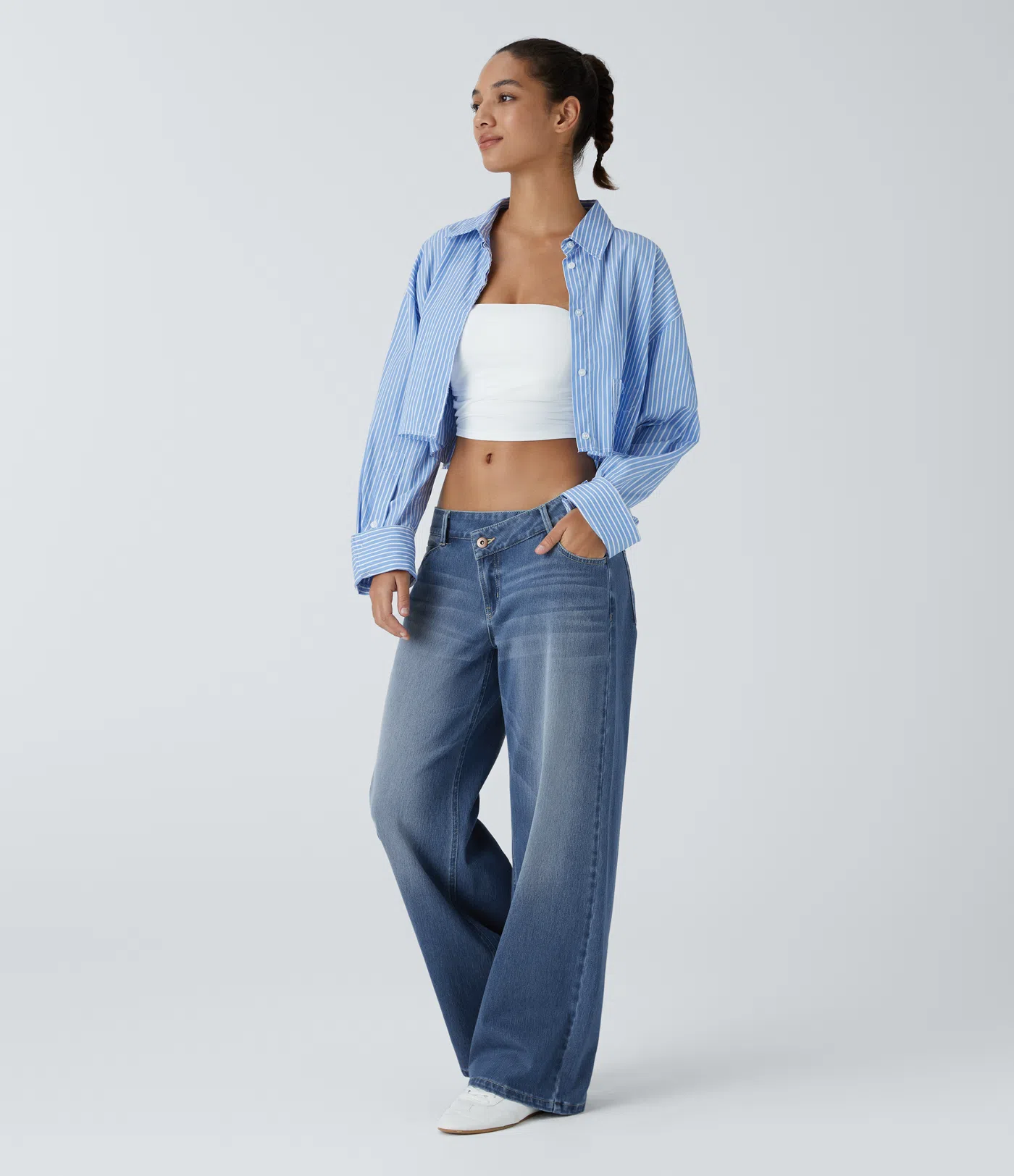 Jeans baggy décontractés et confortables avec coupe large tendance