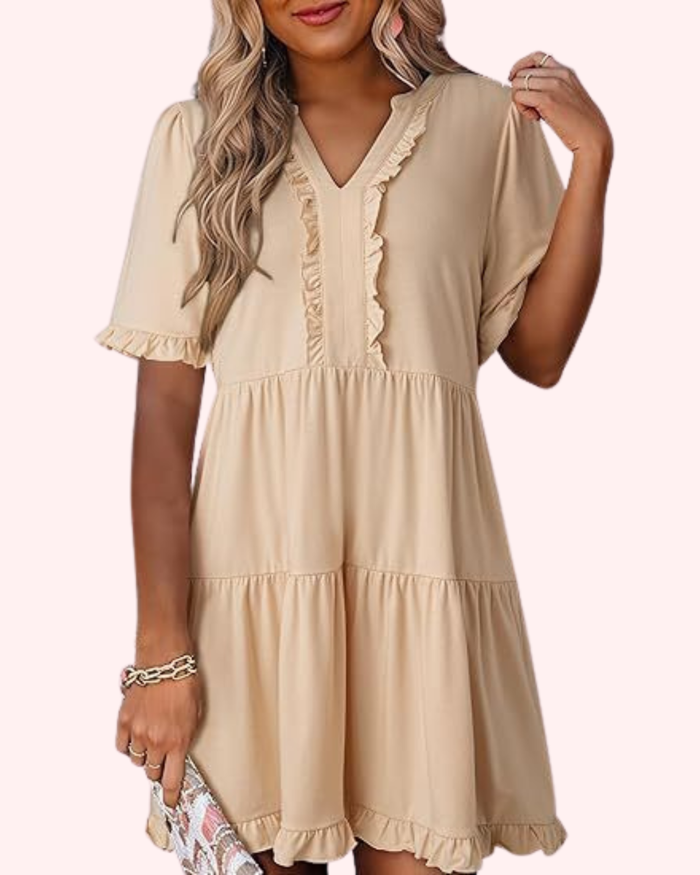 Robe Éloise™ — Robe fluide à volants col V