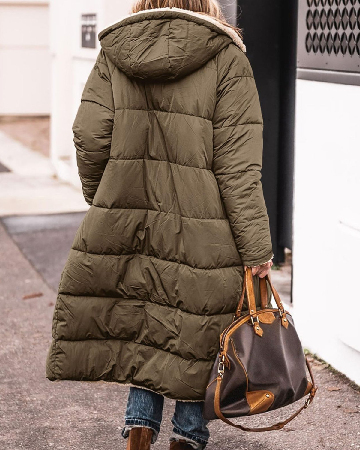 Manteau Long Réversible Sherpa a Capuche