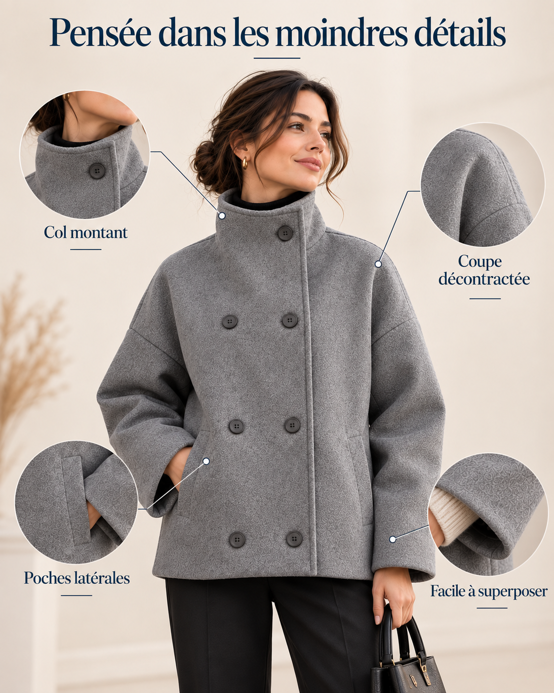Élodie™ — Veste chaude à col montant pour femme