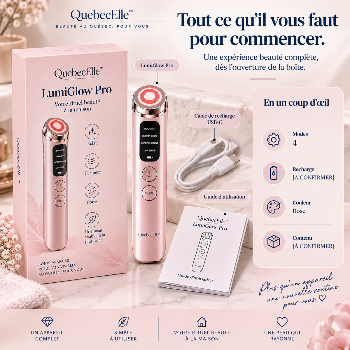 QuebecElle™ LumiGlow Pro — Votre rituel éclat à la maison